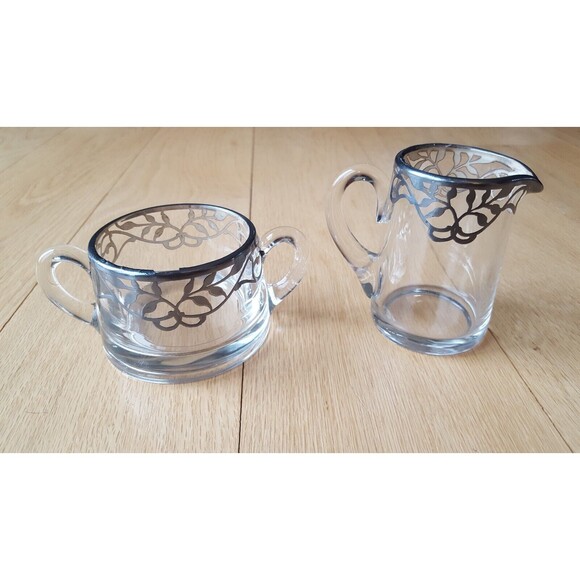 VINTAGE MID-CENTURY SILVER OVERLAY CREAMER &‎  SUGAR Set, Sturdy/Nordic/Eclectic - Picture 2 of 11